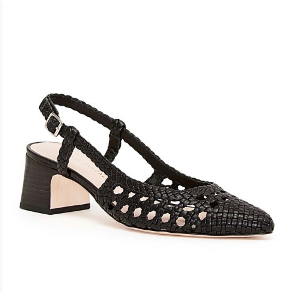 Loeffler Randall Coraline black woven sling backs